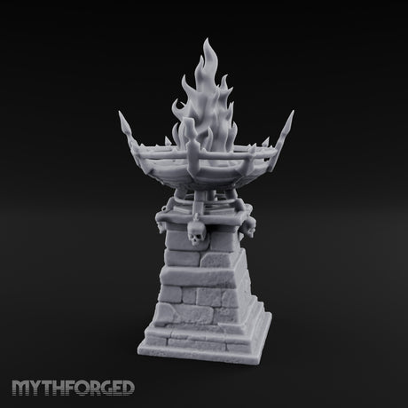 Skull-Adorned Inferno-Crowned Necromantic Brazier Miniature for Dungeons and Dragons, Pathfinder or other TTRPGs
