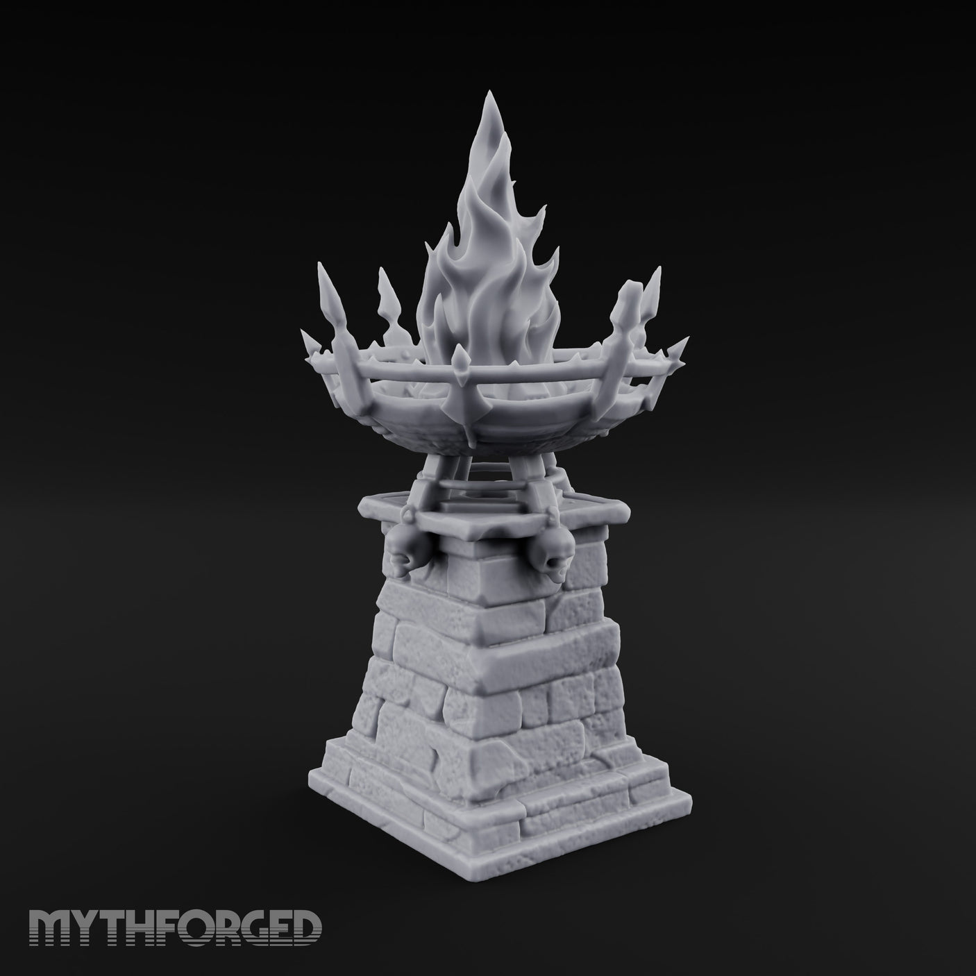 Skull-Adorned Inferno-Crowned Necromantic Brazier Miniature for Dungeons and Dragons, Pathfinder or other TTRPGs