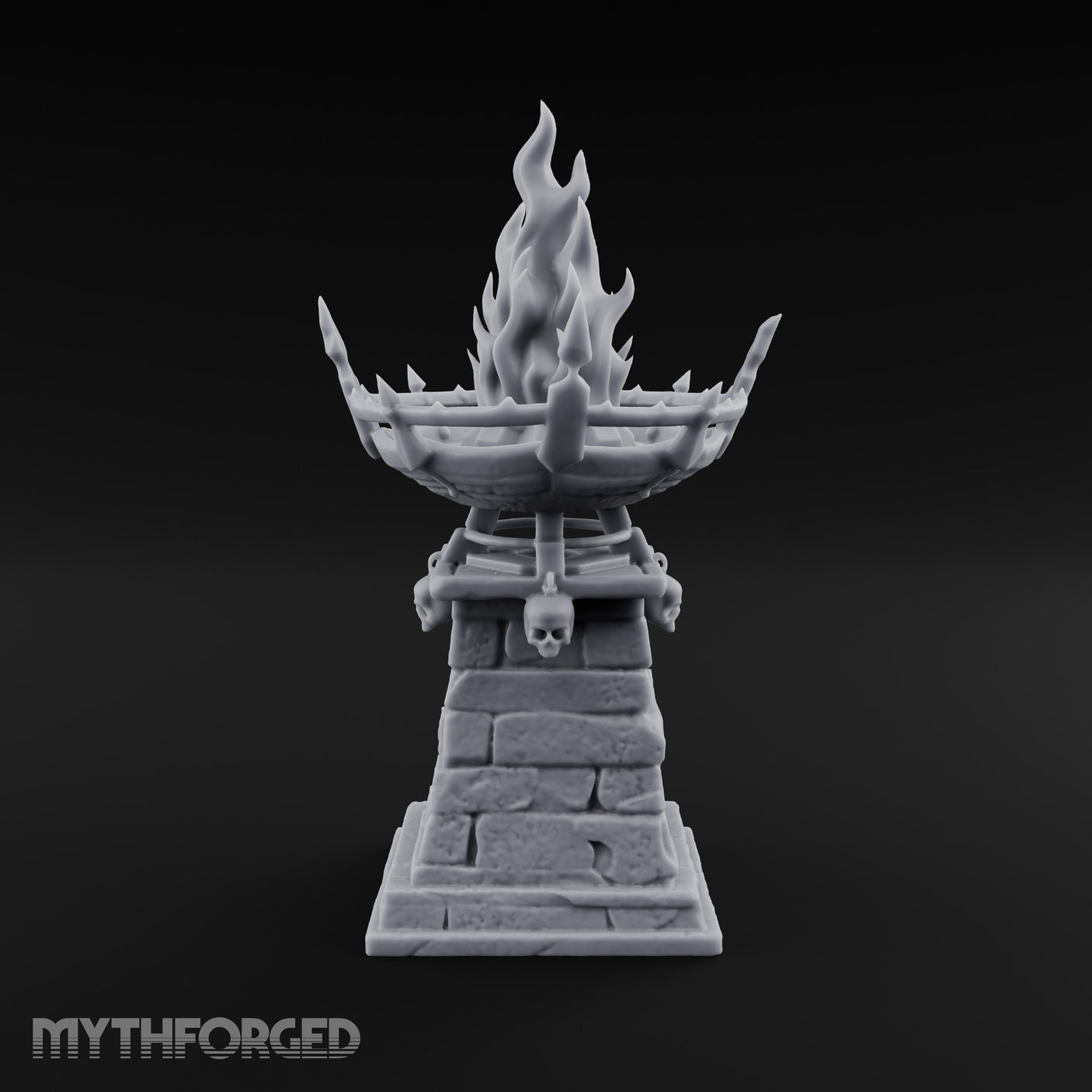 Skull-Adorned Inferno-Crowned Necromantic Brazier Miniature for Dungeons and Dragons, Pathfinder or other TTRPGs