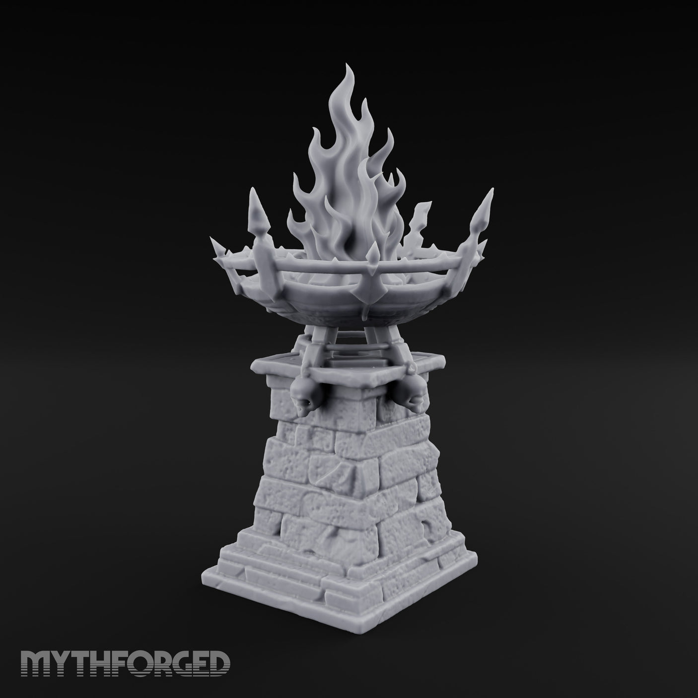 Skull-Adorned Inferno-Crowned Necromantic Brazier Miniature for Dungeons and Dragons, Pathfinder or other TTRPGs