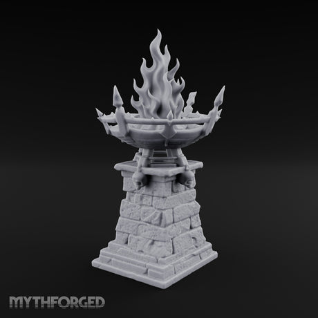 Skull-Adorned Inferno-Crowned Necromantic Brazier Miniature for Dungeons and Dragons, Pathfinder or other TTRPGs
