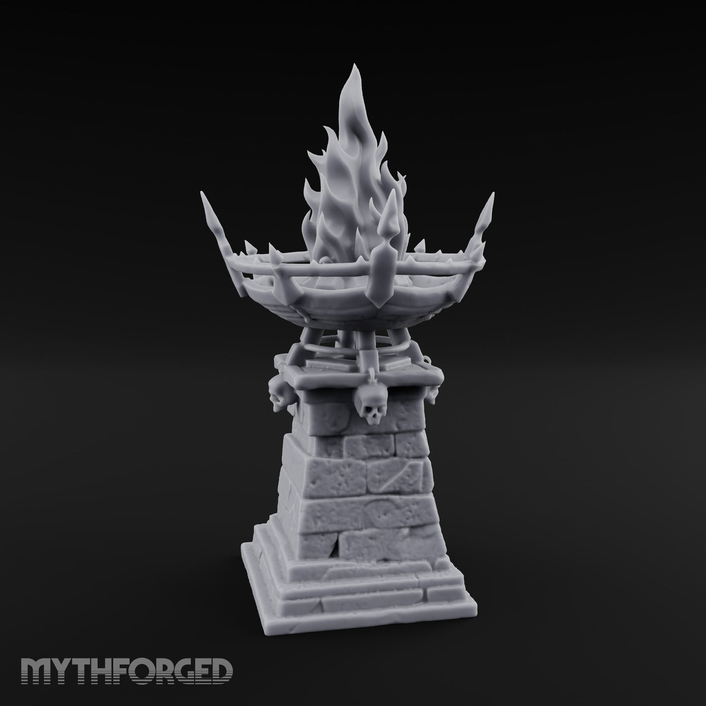 Skull-Adorned Inferno-Crowned Necromantic Brazier Miniature for Dungeons and Dragons, Pathfinder or other TTRPGs