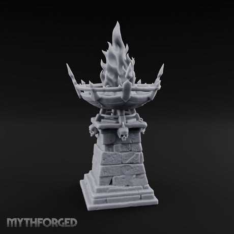 Skull-Adorned Inferno-Crowned Necromantic Brazier Miniature for Dungeons and Dragons, Pathfinder or other TTRPGs