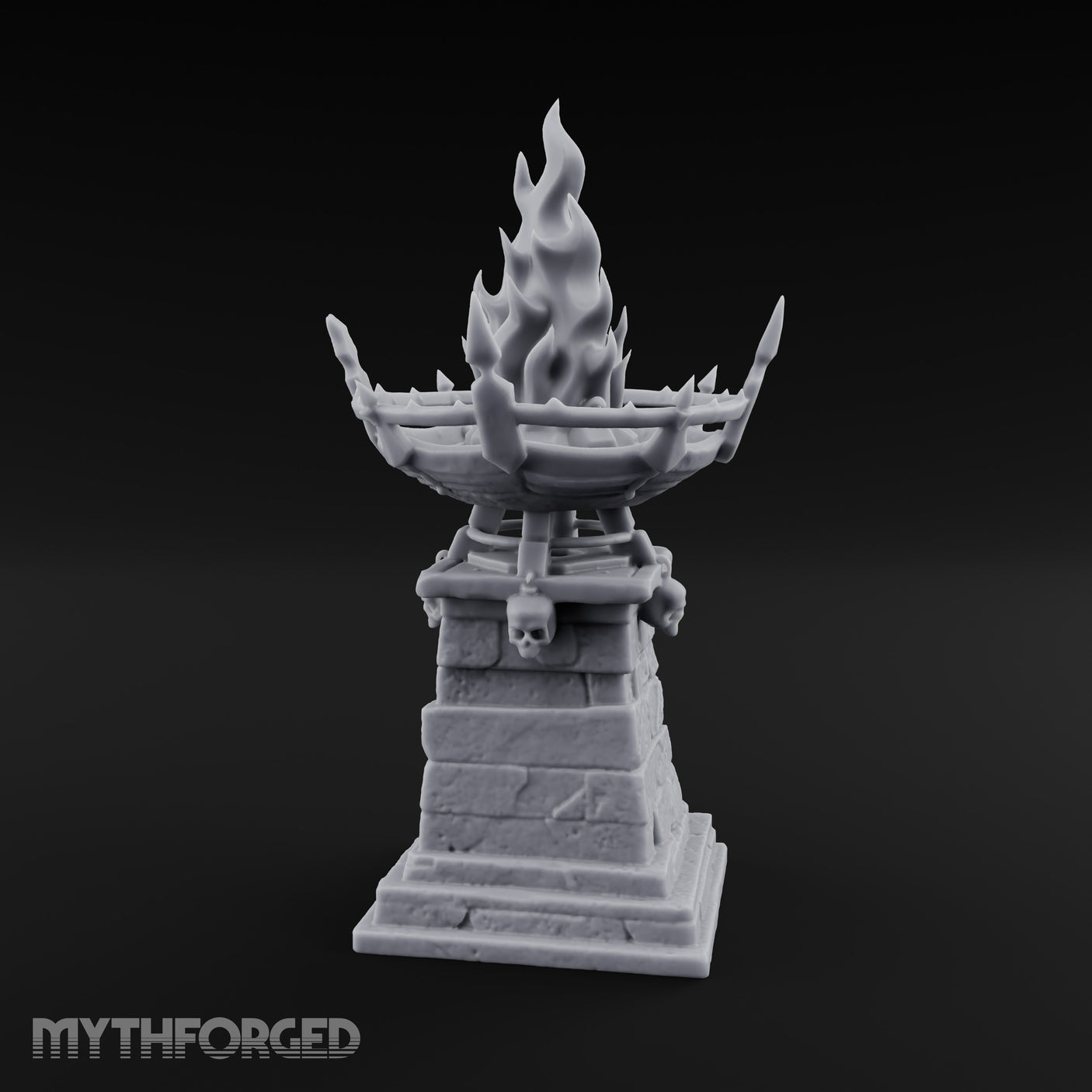 Skull-Adorned Inferno-Crowned Necromantic Brazier Miniature for Dungeons and Dragons, Pathfinder or other TTRPGs