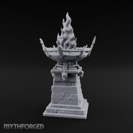 Skull-Adorned Inferno-Crowned Necromantic Brazier Miniature for Dungeons and Dragons, Pathfinder or other TTRPGs