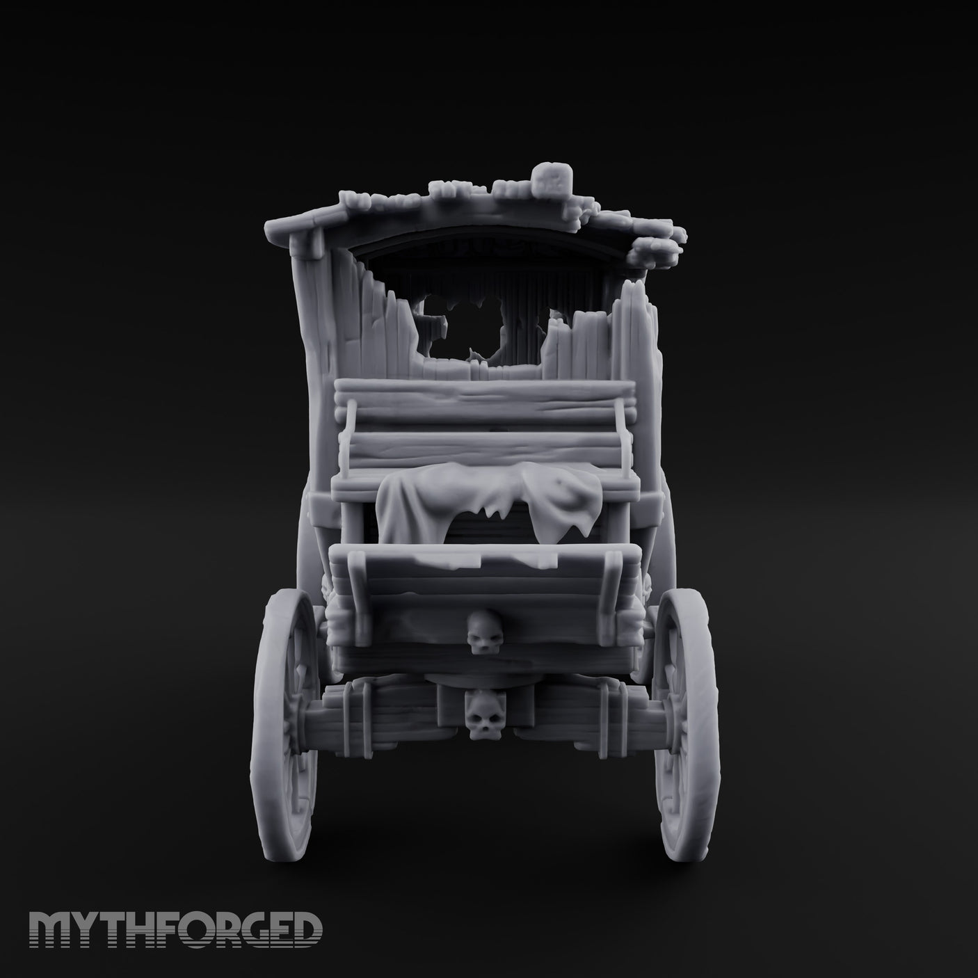 Skull-Adorned Shroud-Filled Decrepit Funeral Carriage Miniature for Dungeons and Dragons, Pathfinder or other TTRPGs