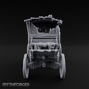 Skull-Adorned Shroud-Filled Decrepit Funeral Carriage Miniature for Dungeons and Dragons, Pathfinder or other TTRPGs
