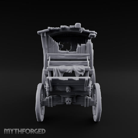 Skull-Adorned Shroud-Filled Decrepit Funeral Carriage Miniature for Dungeons and Dragons, Pathfinder or other TTRPGs