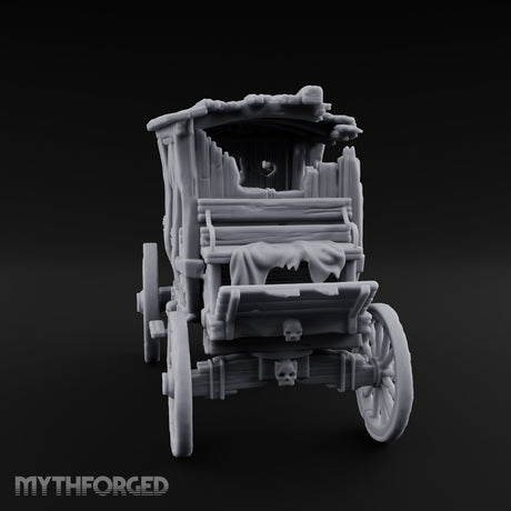 Skull-Adorned Shroud-Filled Decrepit Funeral Carriage Miniature for Dungeons and Dragons, Pathfinder or other TTRPGs