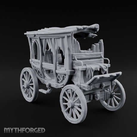 Skull-Adorned Shroud-Filled Decrepit Funeral Carriage Miniature for Dungeons and Dragons, Pathfinder or other TTRPGs