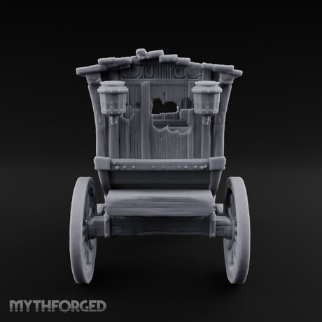 Skull-Adorned Shroud-Filled Decrepit Funeral Carriage Miniature for Dungeons and Dragons, Pathfinder or other TTRPGs
