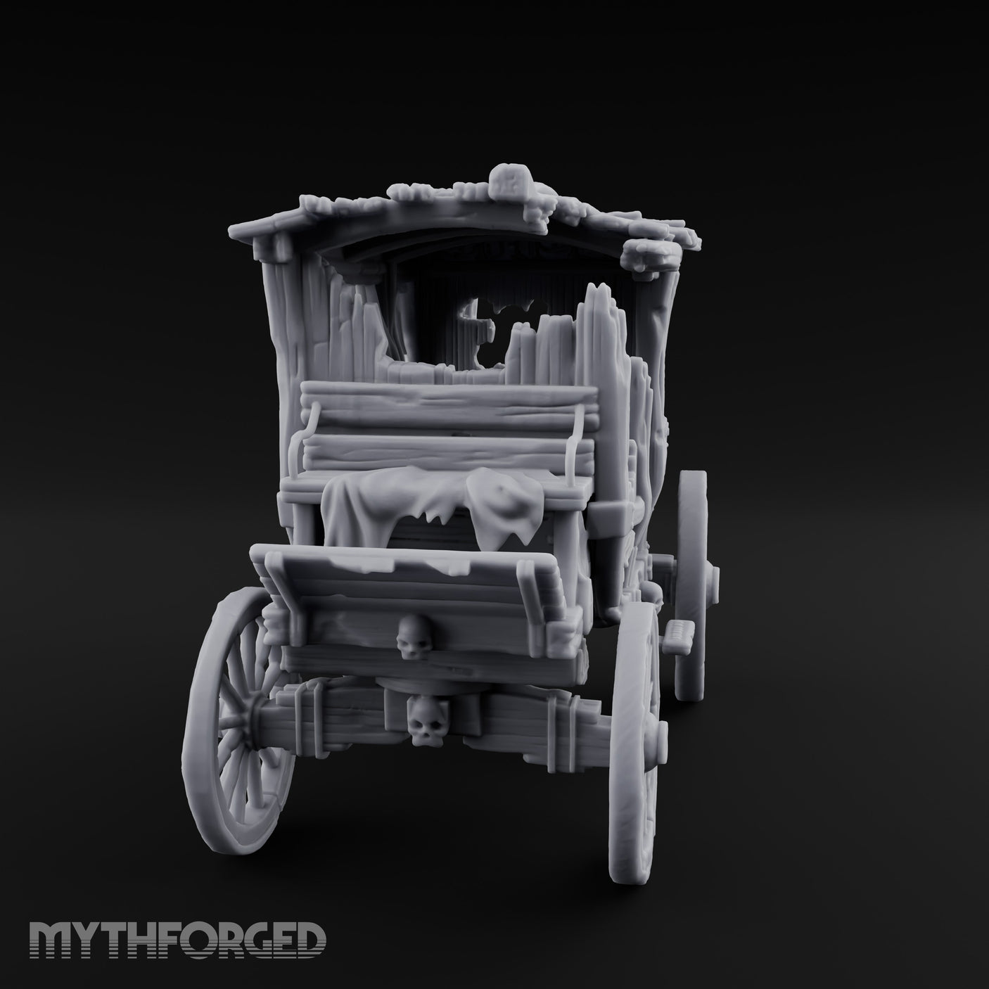 Skull-Adorned Shroud-Filled Decrepit Funeral Carriage Miniature for Dungeons and Dragons, Pathfinder or other TTRPGs