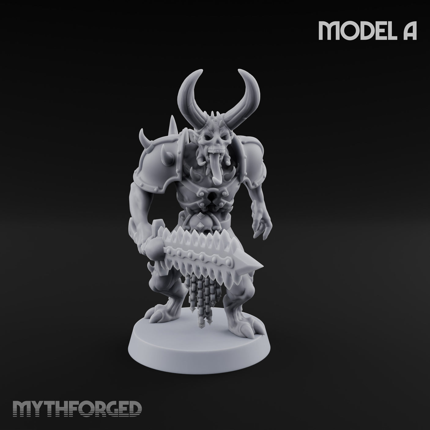 Skull Bearing Demon Warrior A Miniature for Dungeons and Dragons, Pathfinder or other TTRPGs