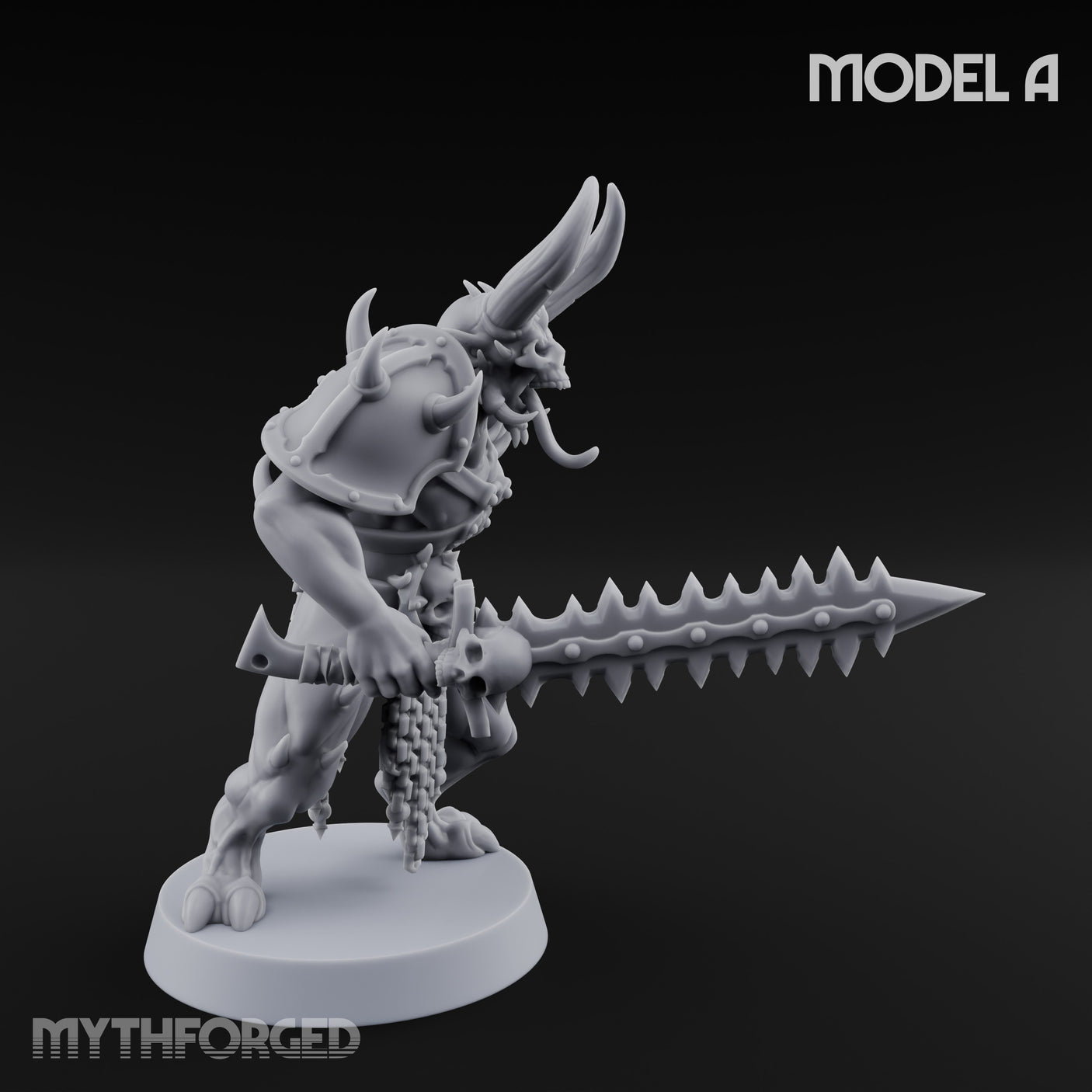 Skull Bearing Demon Warrior A Miniature for Dungeons and Dragons, Pathfinder or other TTRPGs