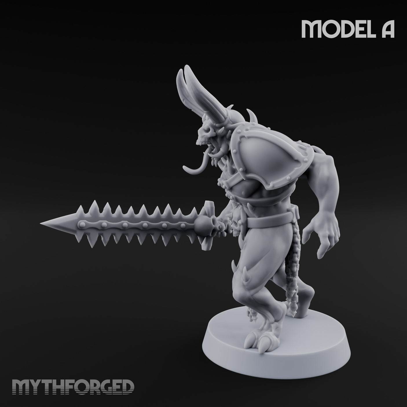 Skull Bearing Demon Warrior A Miniature for Dungeons and Dragons, Pathfinder or other TTRPGs
