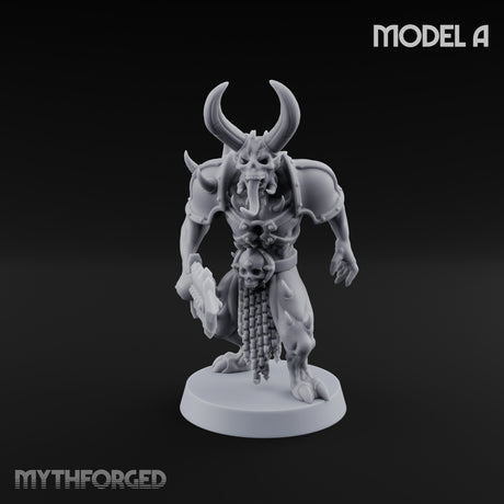 Skull Bearing Demon Warrior A Miniature for Dungeons and Dragons, Pathfinder or other TTRPGs