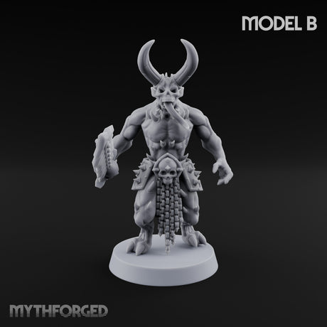 Skull Bearing Demon Warrior B Miniature for Dungeons and Dragons, Pathfinder or other TTRPGs