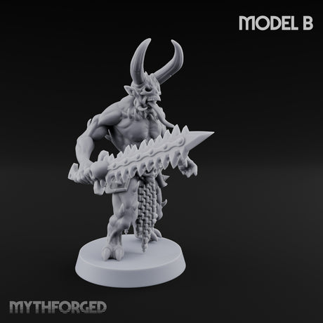 Skull Bearing Demon Warrior B Miniature for Dungeons and Dragons, Pathfinder or other TTRPGs