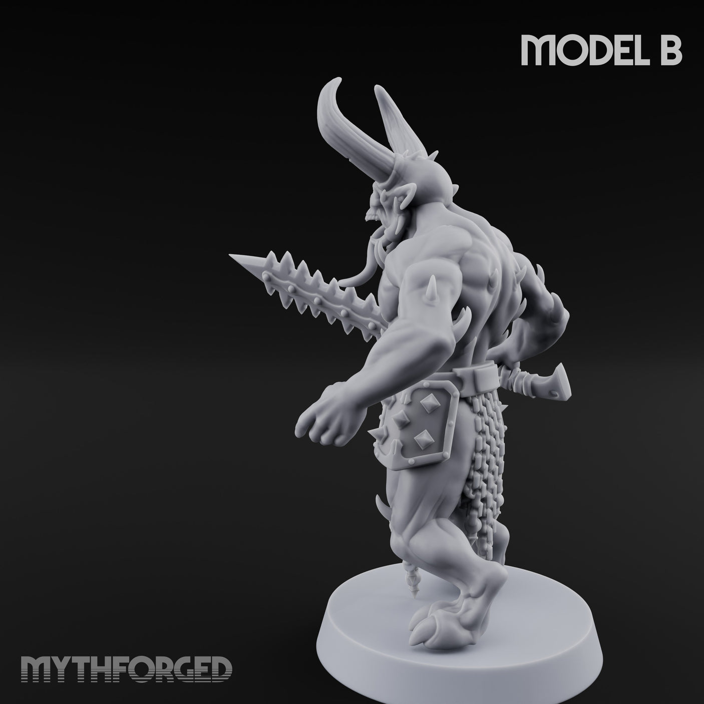 Skull Bearing Demon Warrior B Miniature for Dungeons and Dragons, Pathfinder or other TTRPGs
