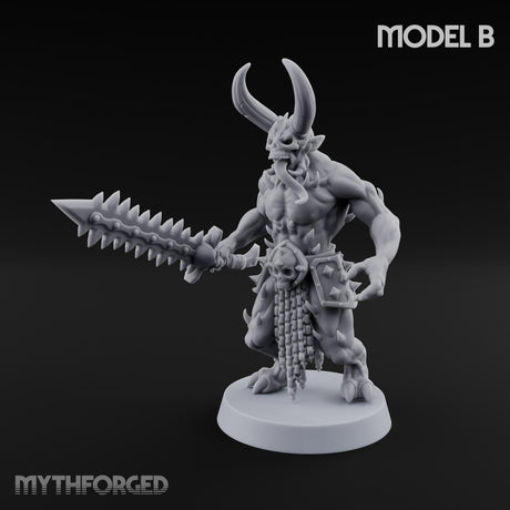 Skull Bearing Demon Warrior B Miniature for Dungeons and Dragons, Pathfinder or other TTRPGs