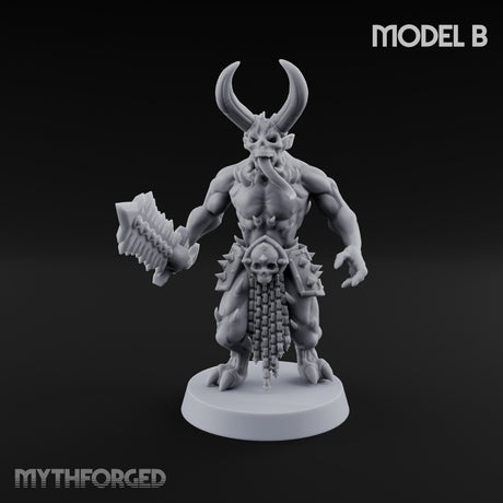 Skull Bearing Demon Warrior B Miniature for Dungeons and Dragons, Pathfinder or other TTRPGs