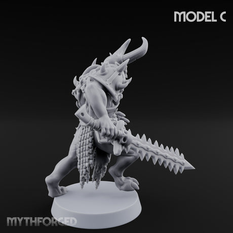 Skull Bearing Demon Warrior C Miniature for Dungeons and Dragons, Pathfinder or other TTRPGs