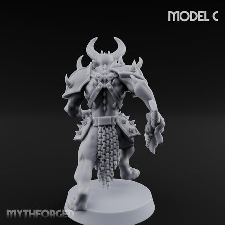 Skull Bearing Demon Warrior C Miniature for Dungeons and Dragons, Pathfinder or other TTRPGs