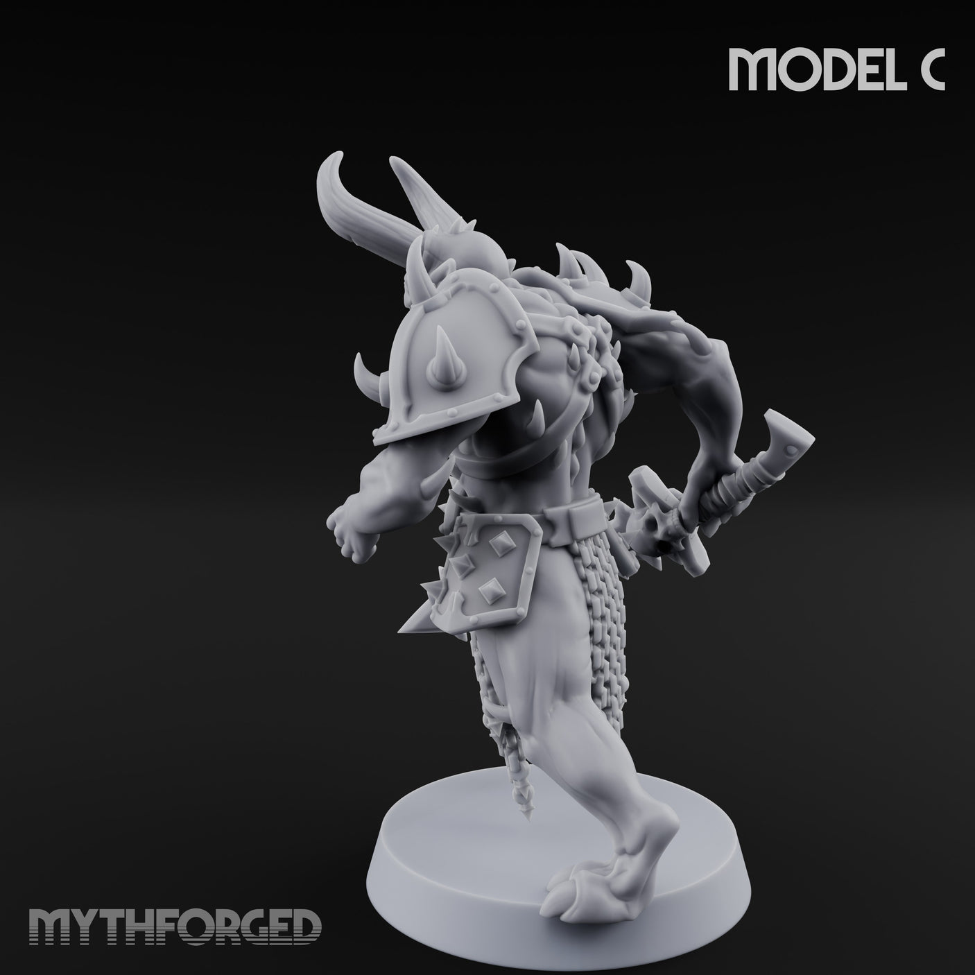 Skull Bearing Demon Warrior C Miniature for Dungeons and Dragons, Pathfinder or other TTRPGs