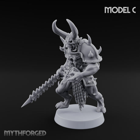 Skull Bearing Demon Warrior C Miniature for Dungeons and Dragons, Pathfinder or other TTRPGs