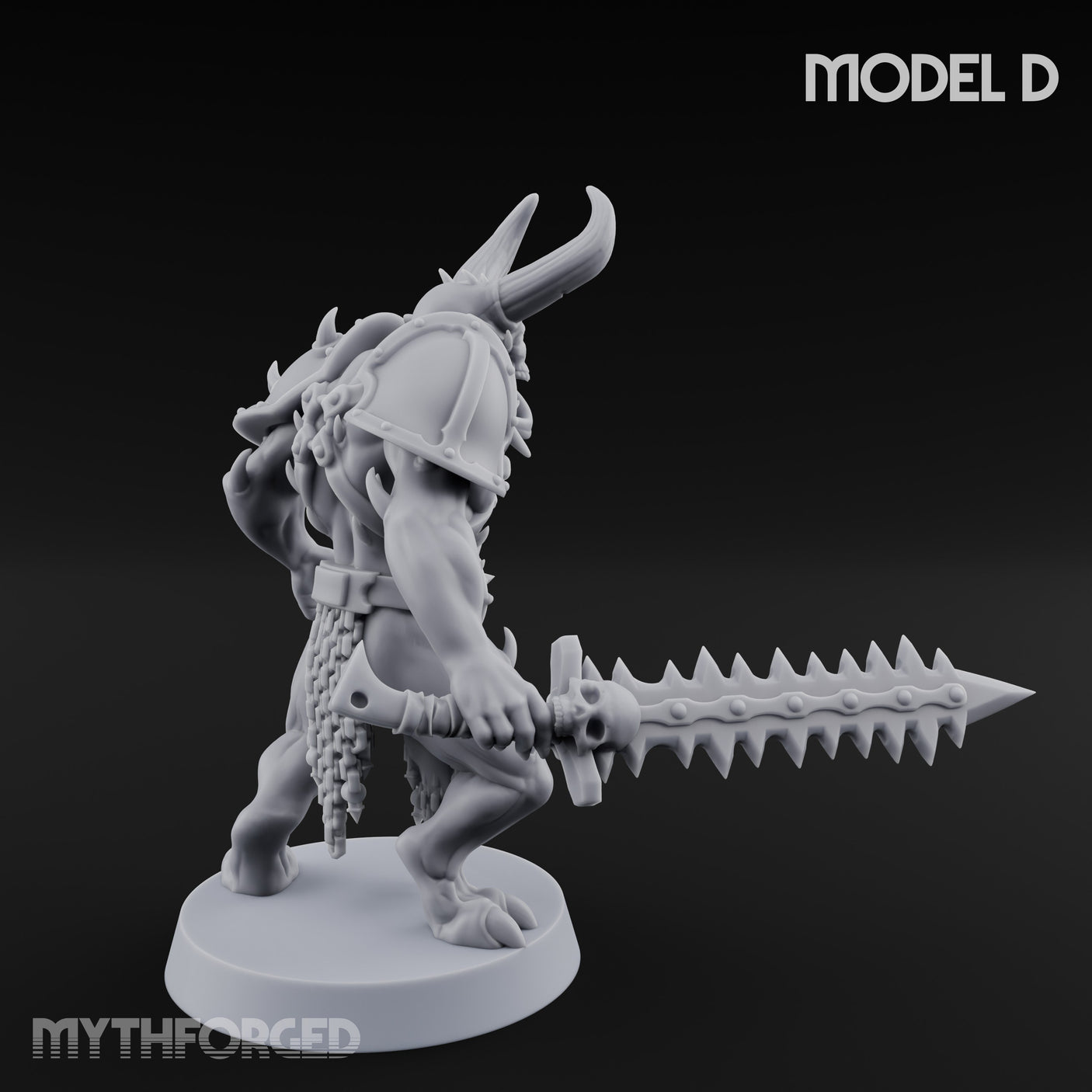 Skull Bearing Demon Warrior D Miniature for Dungeons and Dragons, Pathfinder or other TTRPGs