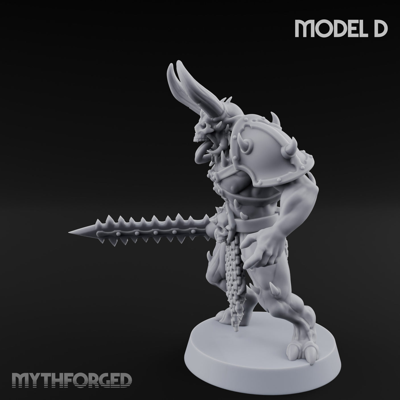 Skull Bearing Demon Warrior D Miniature for Dungeons and Dragons, Pathfinder or other TTRPGs