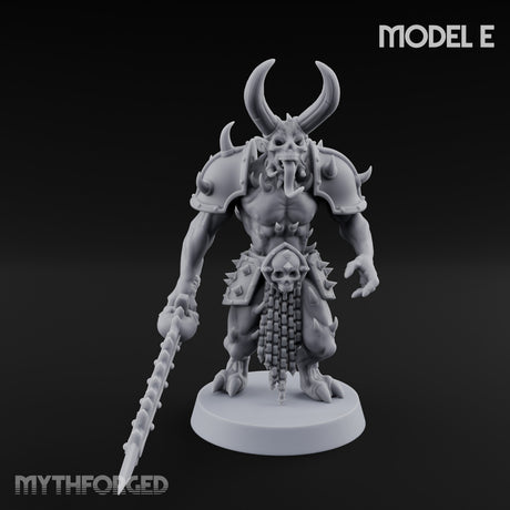 Skull Bearing Demon Warrior E Miniature for Dungeons and Dragons, Pathfinder or other TTRPGs