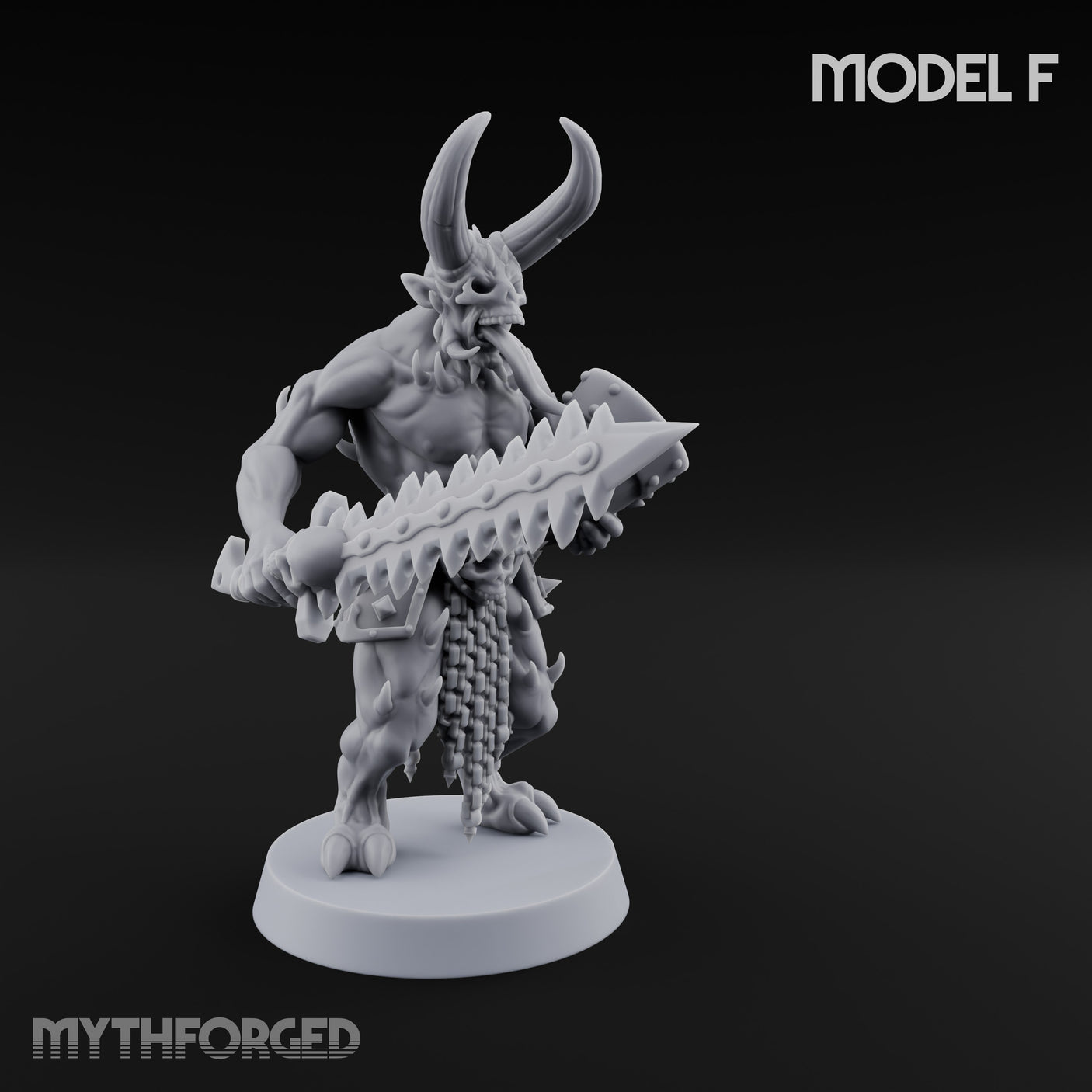Skull Bearing Demon Warrior F Miniature for Dungeons and Dragons, Pathfinder or other TTRPGs