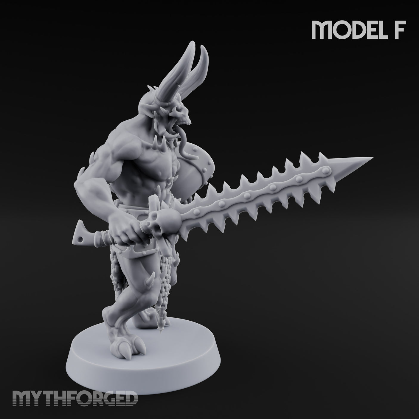 Skull Bearing Demon Warrior F Miniature for Dungeons and Dragons, Pathfinder or other TTRPGs