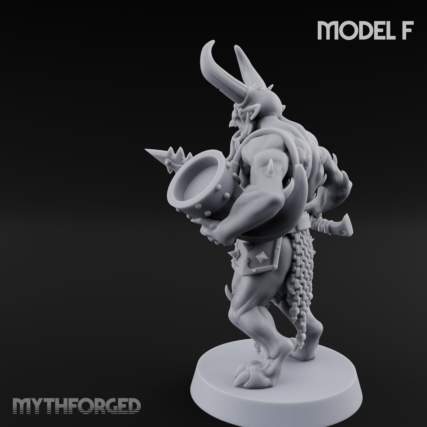 Skull Bearing Demon Warrior F Miniature for Dungeons and Dragons, Pathfinder or other TTRPGs