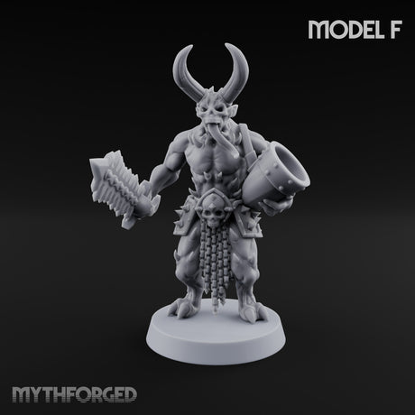 Skull Bearing Demon Warrior F Miniature for Dungeons and Dragons, Pathfinder or other TTRPGs