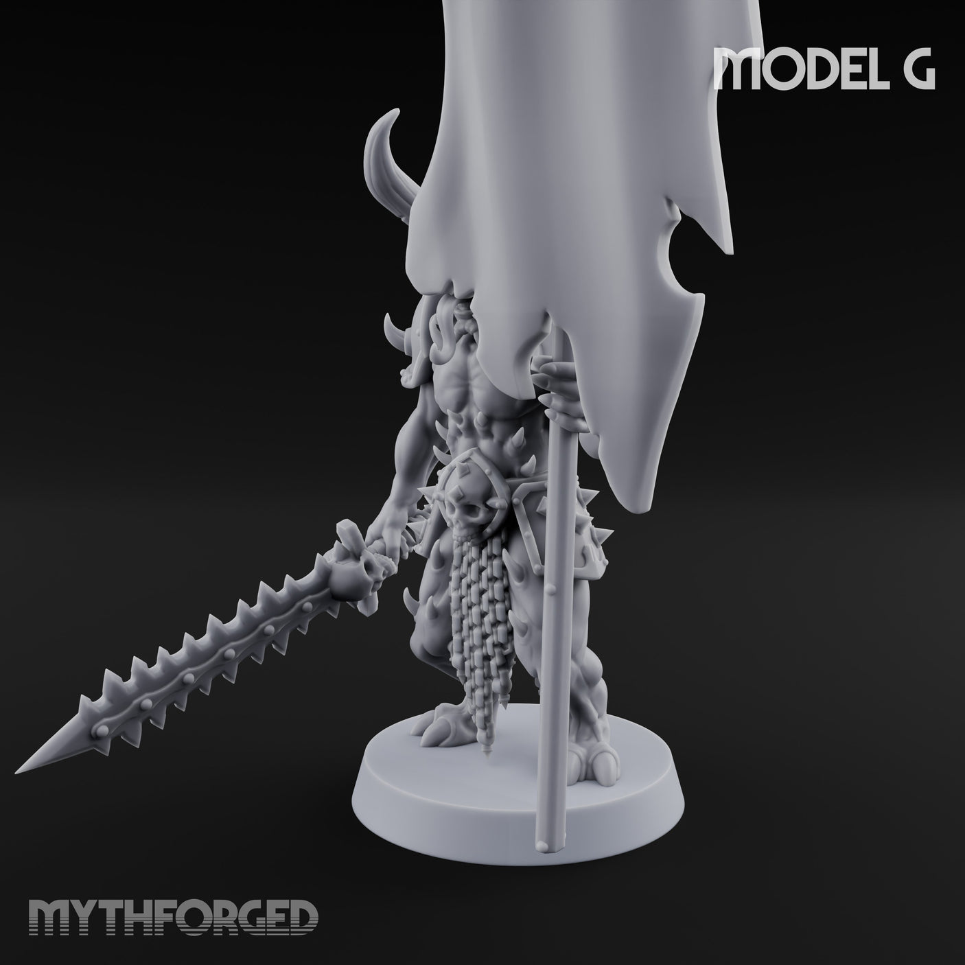Skull Bearing Demon Warrior G Miniature for Dungeons and Dragons, Pathfinder or other TTRPGs