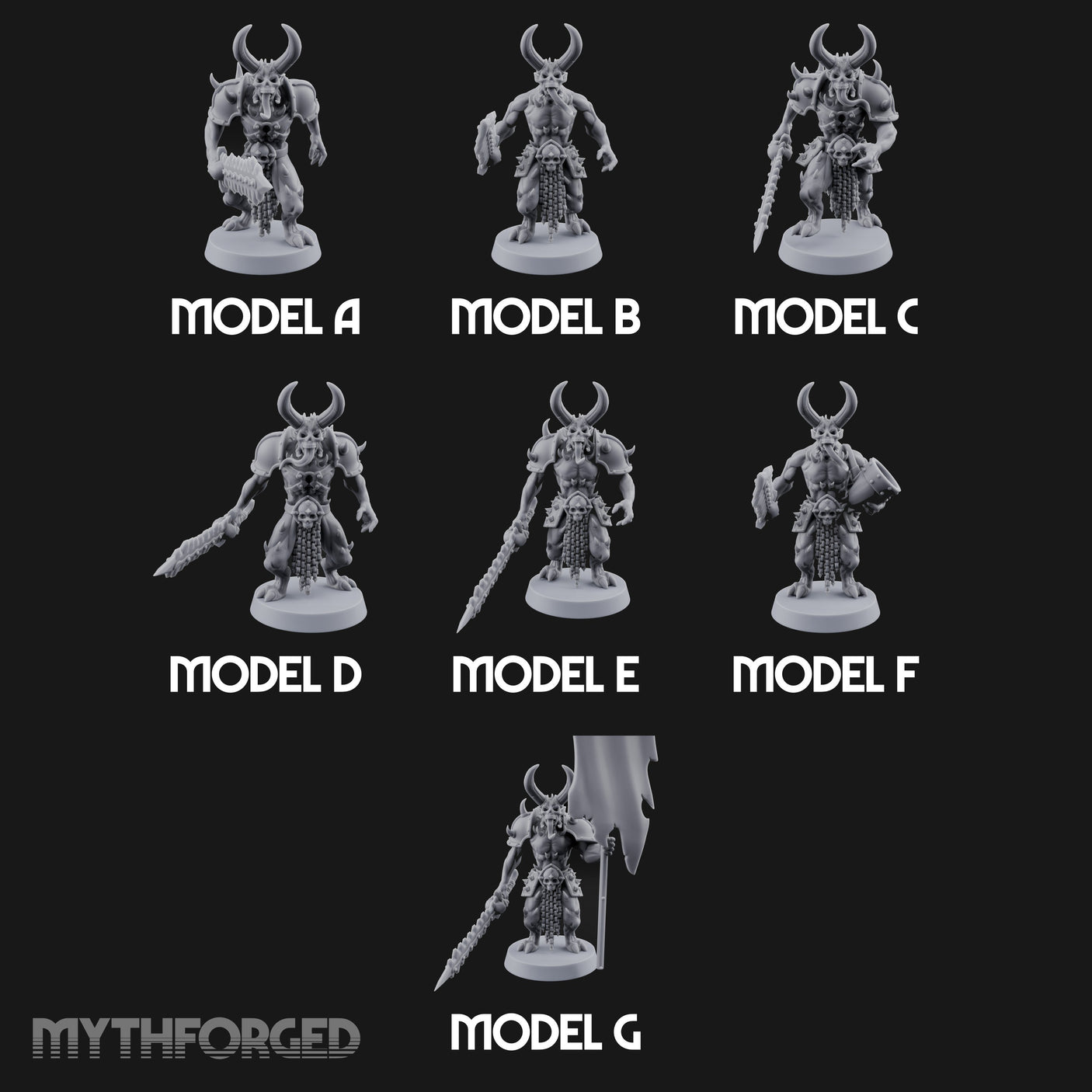 Skull Bearing Demon Warriors Miniature for Dungeons and Dragons, Pathfinder or other TTRPGs