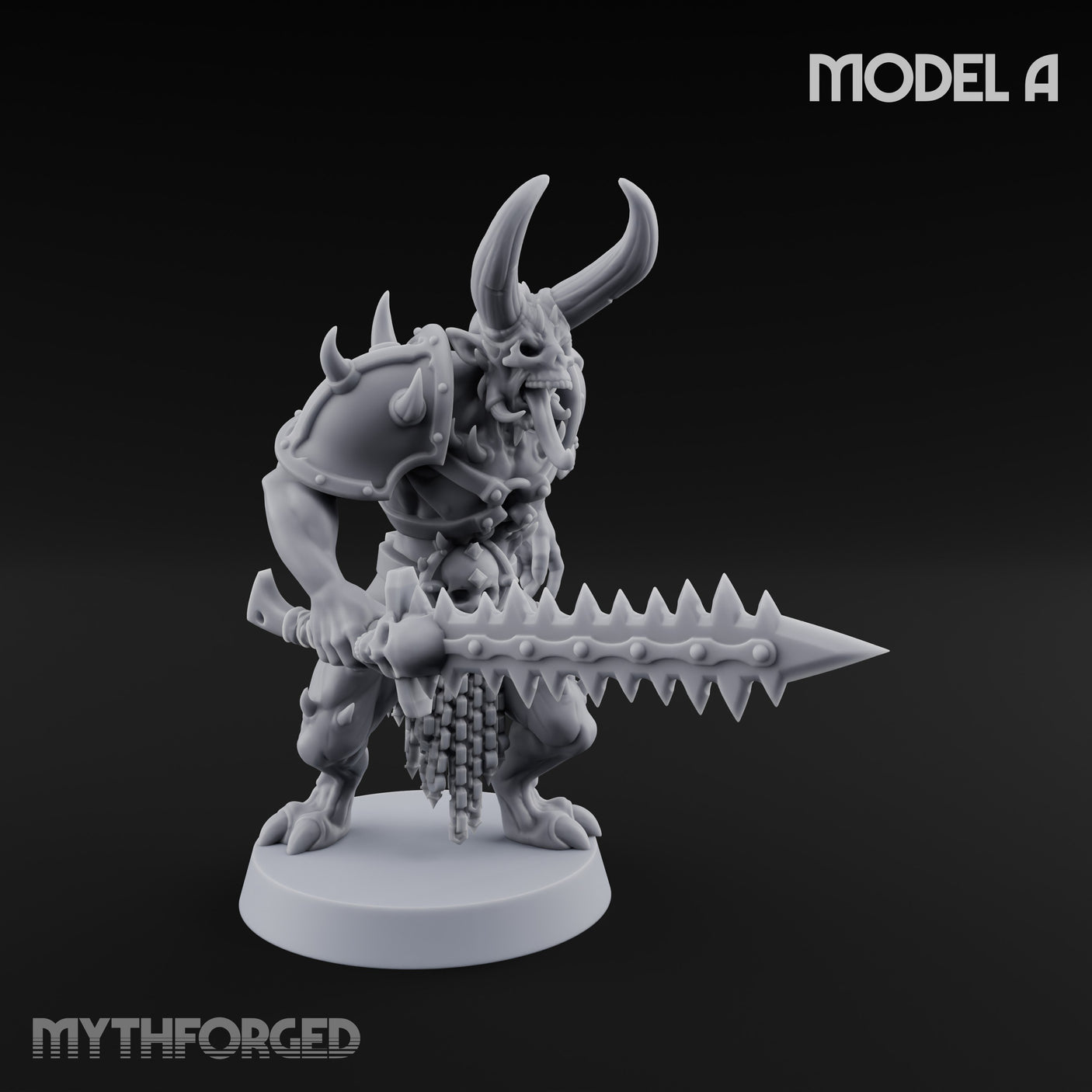 Skull Bearing Demon Warriors Miniature for Dungeons and Dragons, Pathfinder or other TTRPGs