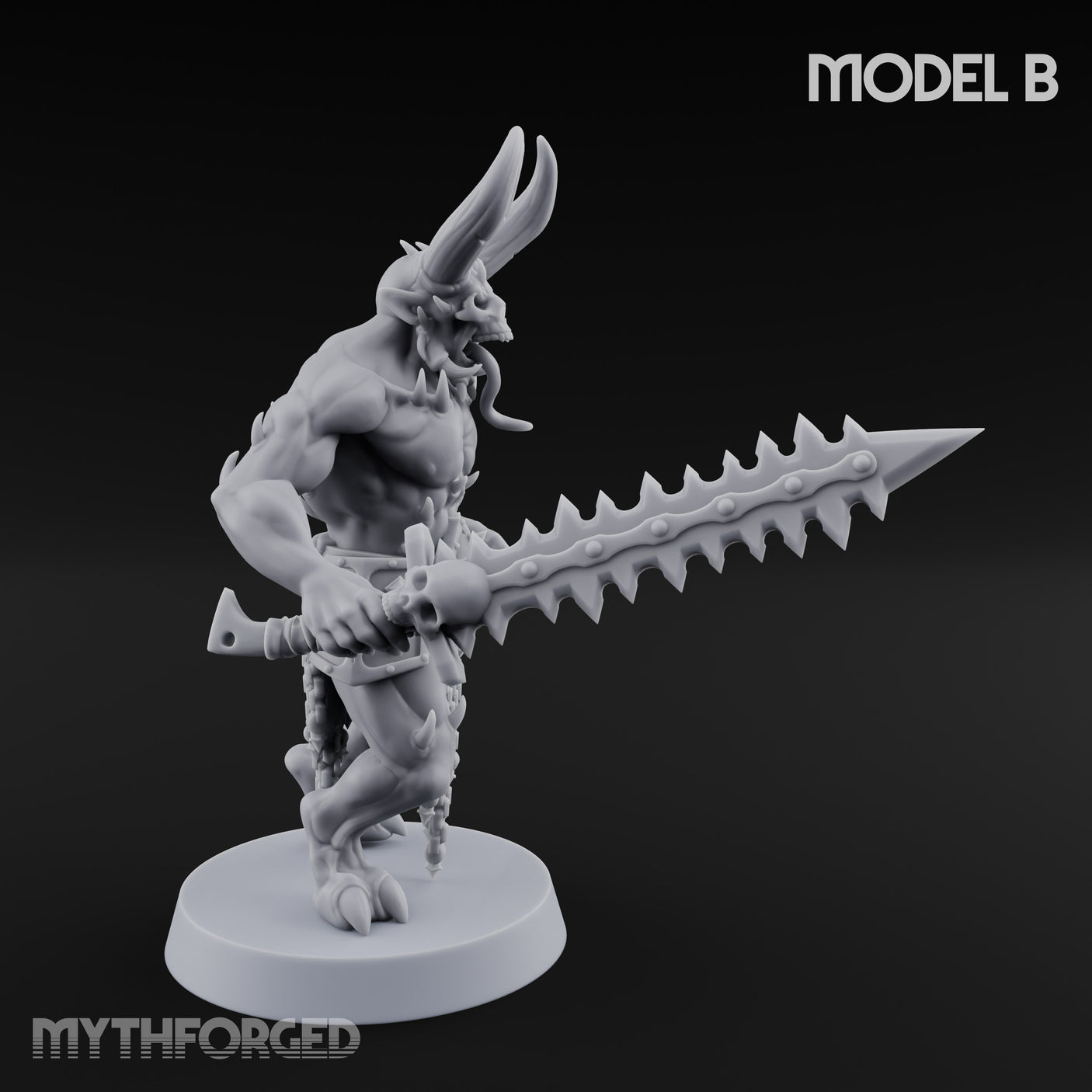 Skull Bearing Demon Warriors Miniature for Dungeons and Dragons, Pathfinder or other TTRPGs