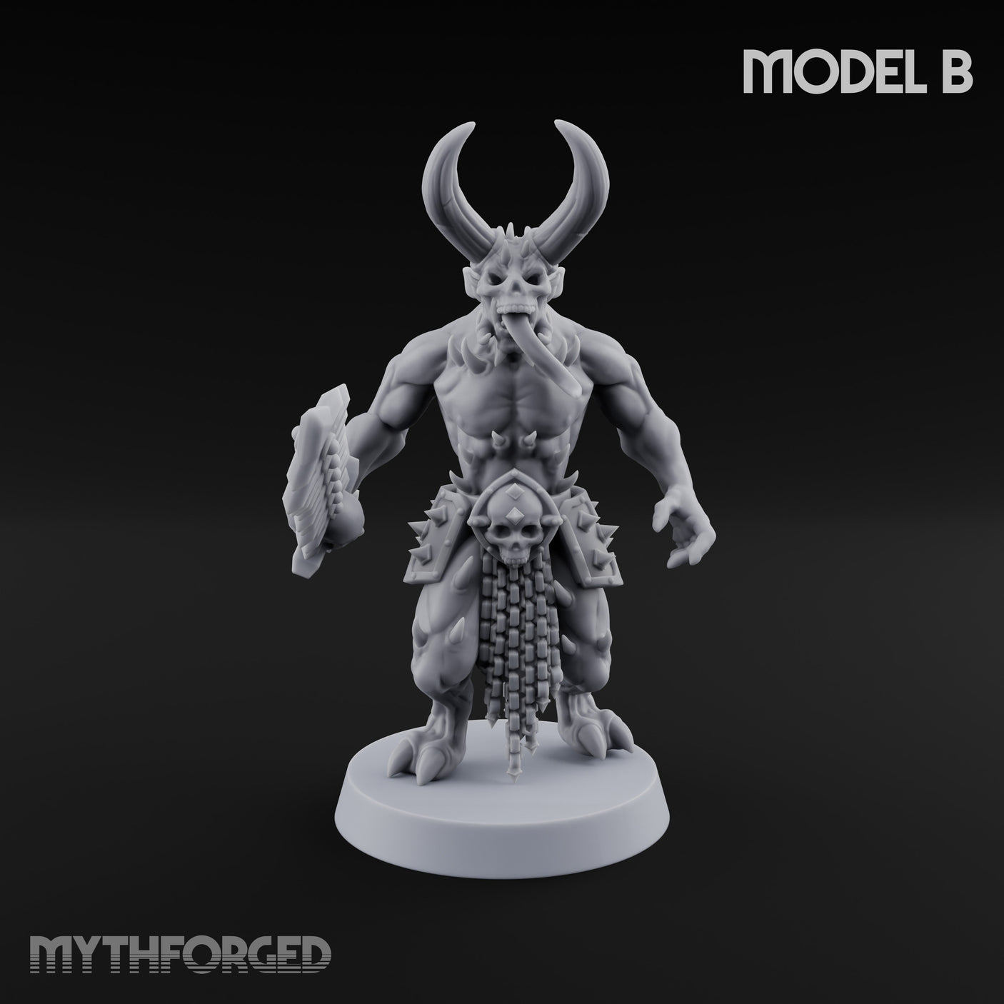 Skull Bearing Demon Warriors Miniature for Dungeons and Dragons, Pathfinder or other TTRPGs