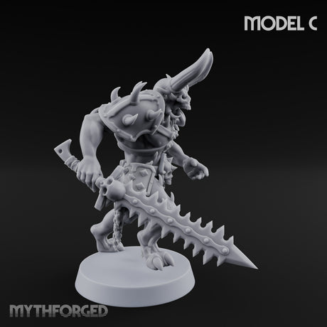 Skull Bearing Demon Warriors Miniature for Dungeons and Dragons, Pathfinder or other TTRPGs