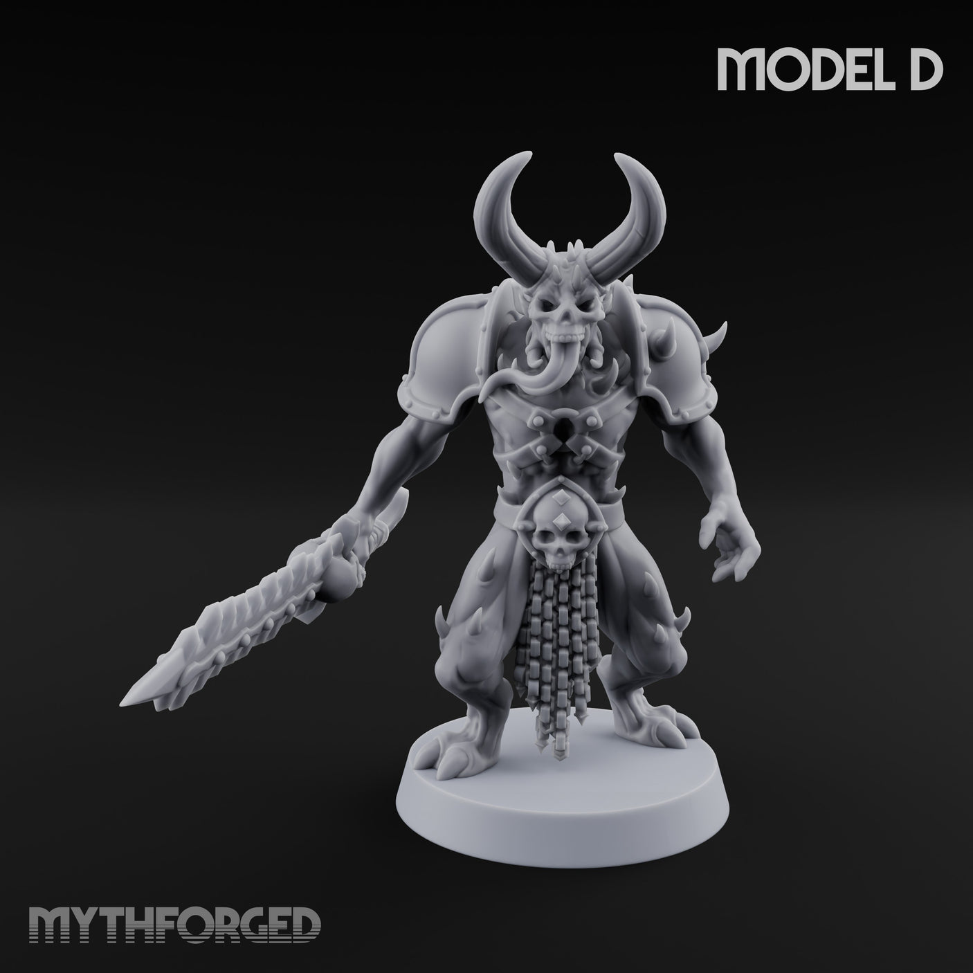 Skull Bearing Demon Warriors Miniature for Dungeons and Dragons, Pathfinder or other TTRPGs