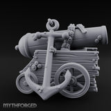 Skull-Bolted Tentacle-Gripped Pirate Cannon Miniature for Dungeons and Dragons, Pathfinder or other TTRPGs