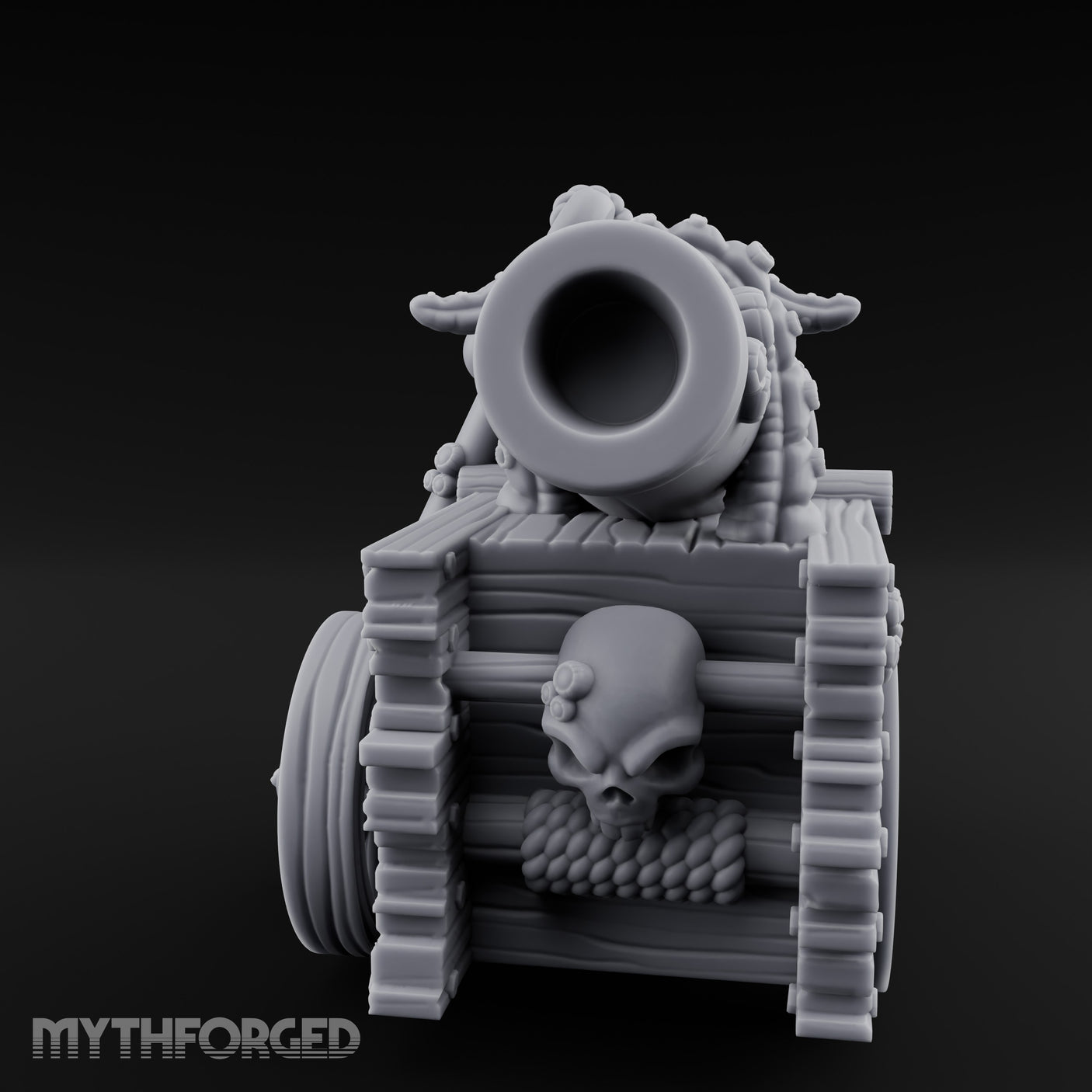 Skull-Bolted Tentacle-Gripped Pirate Cannon Miniature for Dungeons and Dragons, Pathfinder or other TTRPGs