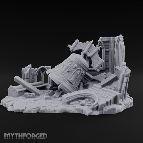 Skull-Carved Arch-Toppled Gothic Chapel Ruins Miniature for Dungeons and Dragons, Pathfinder or other TTRPGs