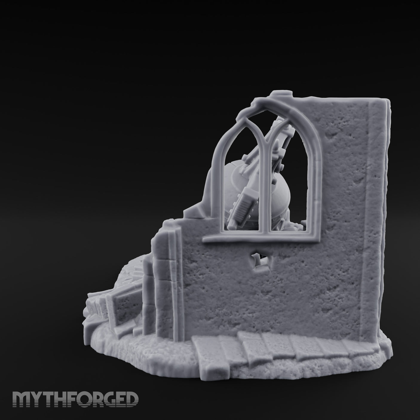 Skull-Carved Arch-Toppled Gothic Chapel Ruins Miniature for Dungeons and Dragons, Pathfinder or other TTRPGs