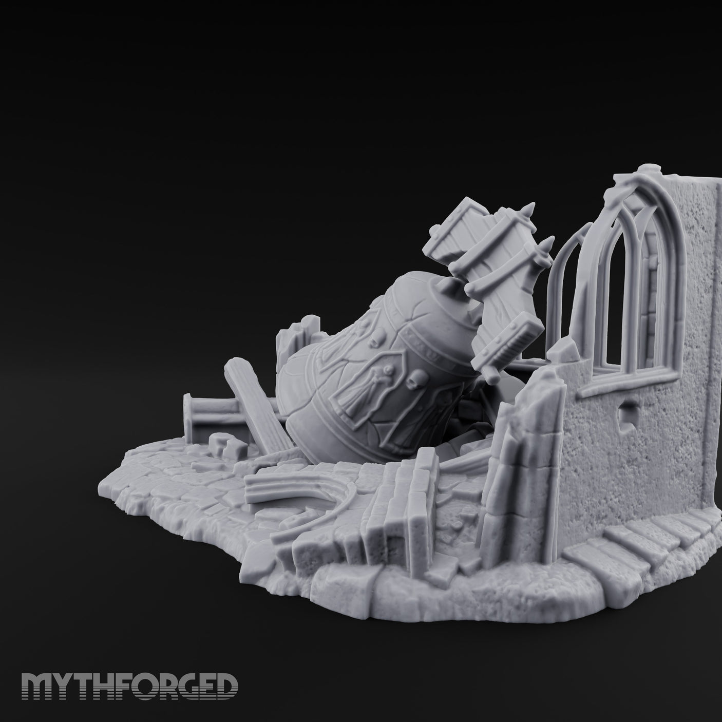 Skull-Carved Arch-Toppled Gothic Chapel Ruins Miniature for Dungeons and Dragons, Pathfinder or other TTRPGs