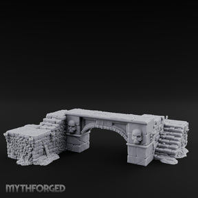 Skull-Carved Vine-Choked Stone Arch Bridge Miniature for Dungeons and Dragons, Pathfinder or other TTRPGs