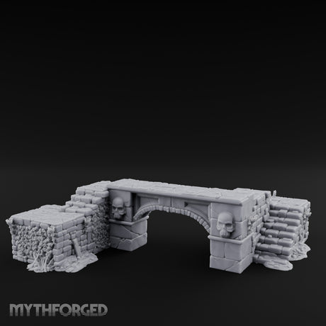 Skull-Carved Vine-Choked Stone Arch Bridge Miniature for Dungeons and Dragons, Pathfinder or other TTRPGs